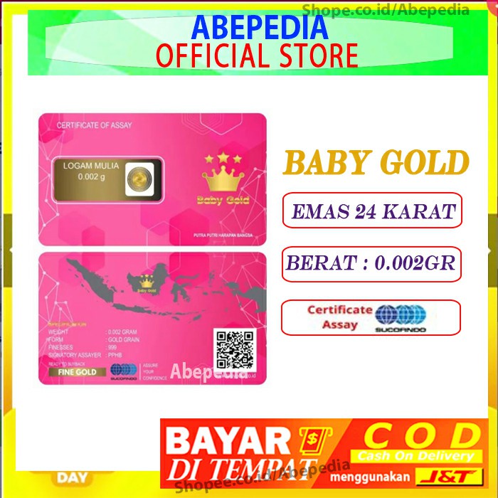 Baby Gold 0.002 Gram Gr Logam Mulia Gift Series Murah Emas Mini 24 k