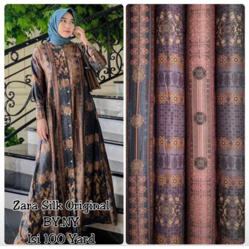 kain zarra silk original by ny // kain meteran // motif brown / kain Armani silk // kain zarra brown
