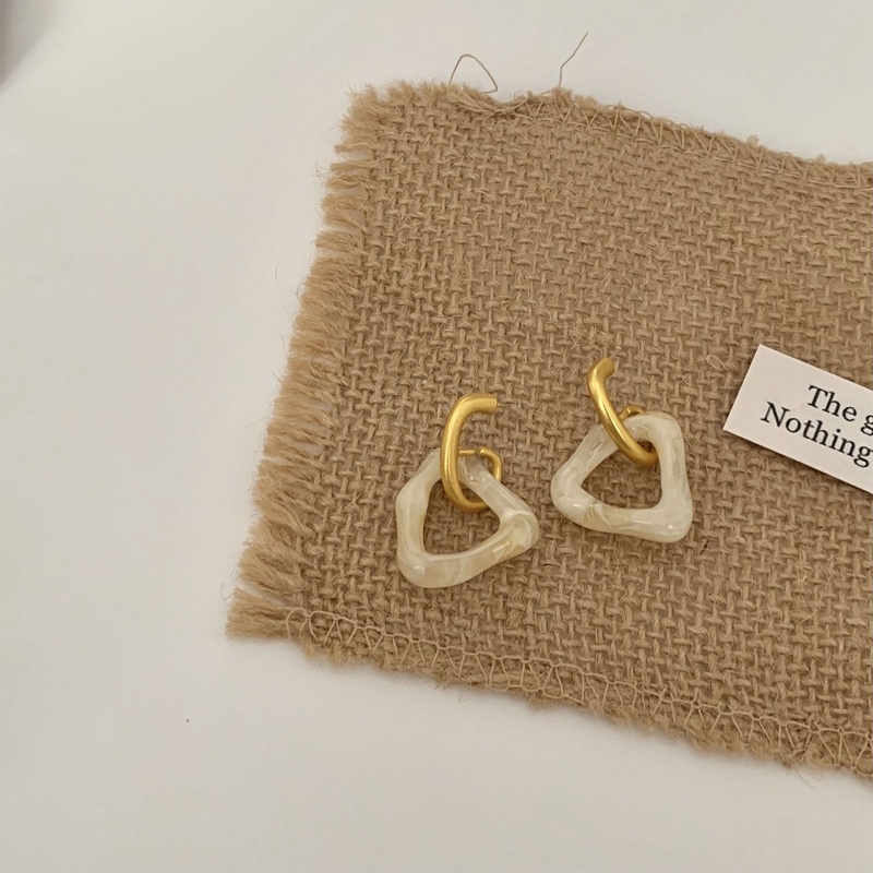 Fancyqube Anting S925 Silver Needle Akrilik Matte Bentuk Segitiga Model Hollow Untuk Wanita