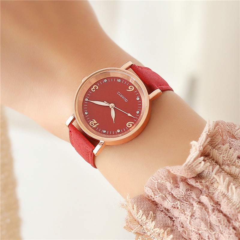 RRNS 130 Jam Tangan Casual Wanita Analog Kecil Dial Bulat Dengan Strap Pu Leather Korean Fashion