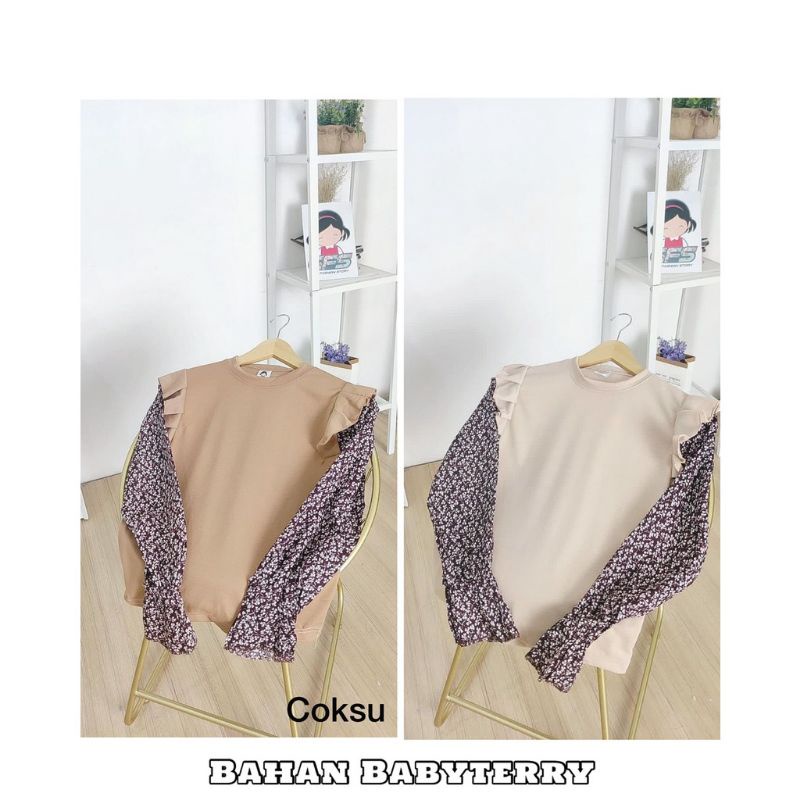 MINDY RUFFLE COMBIE TOP  - ATASAN WANITA KOMBINASI