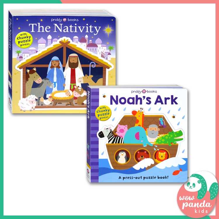 Priddy Books The Nativity / Noah's Ark Board Book With Chunky Puzzle Pieces