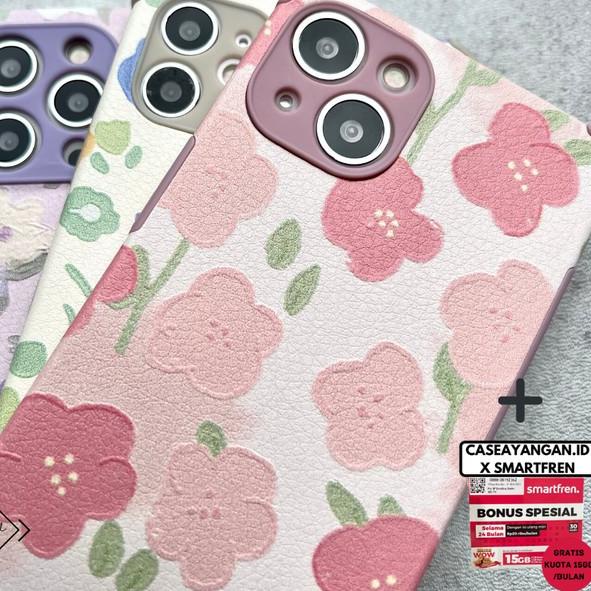 BUNGA Case Iphone 13 12 PRO MAX MINI Casing Lucu Flower Cute Soft - SOFTGREEN, 13