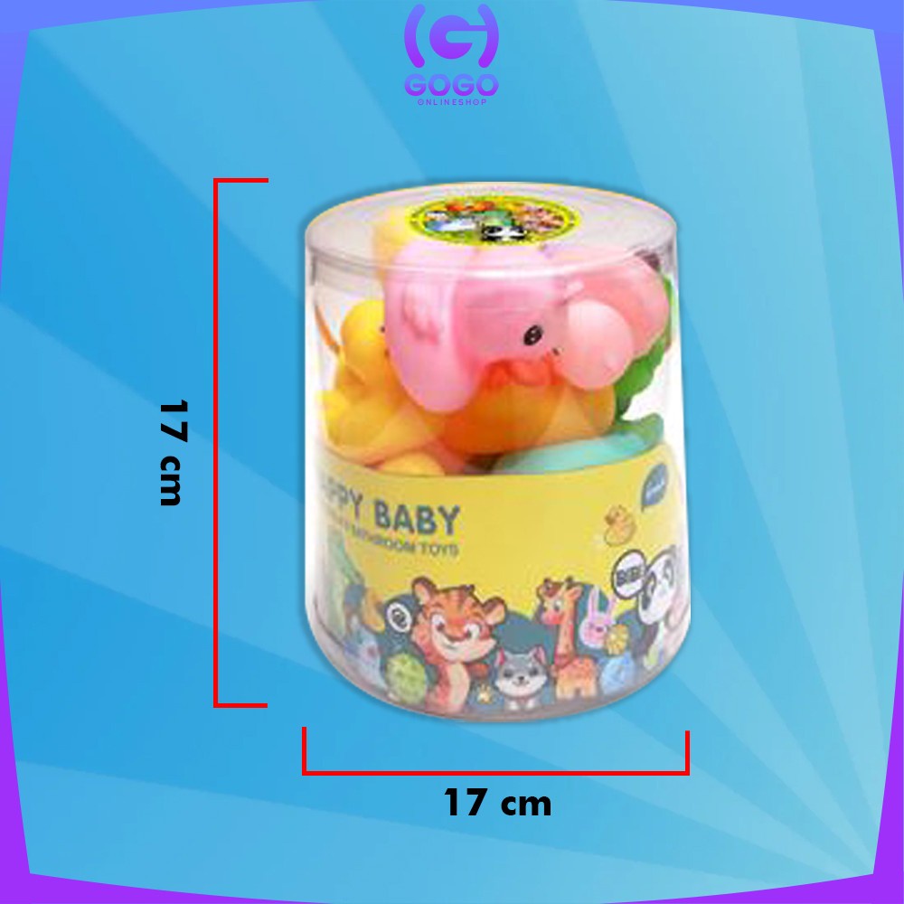 GOGO-M253 Mainan Mandi Anak Karet Set Karakter Bisa Bunyi / Mainan Bebek Anak Bayi Mainan Edukasi Baby Bath Toys