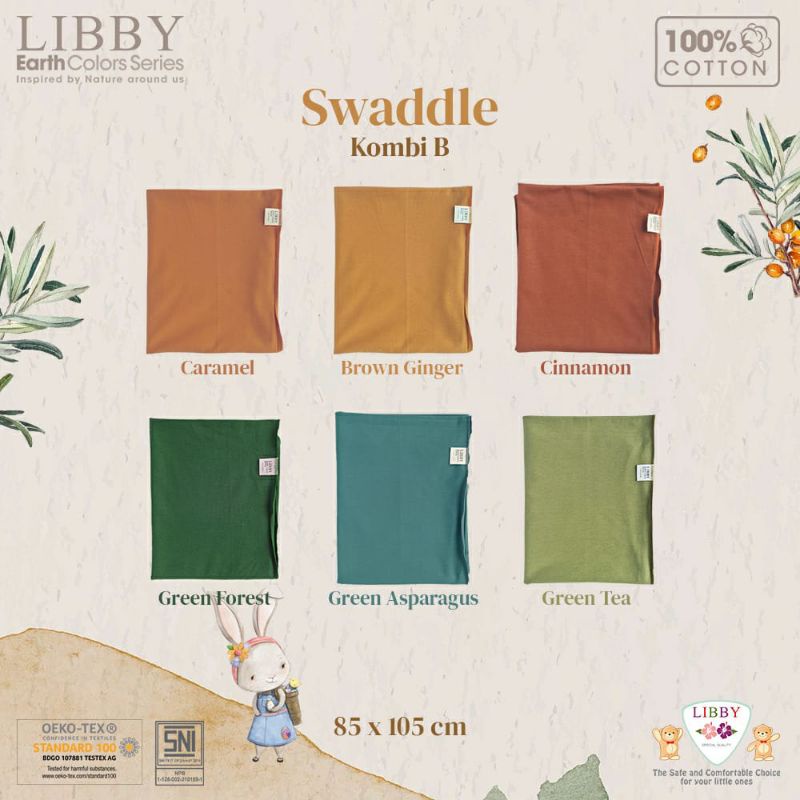 libby premium quality swaddle earth colors series - bedong libby polos earth  -kain bedong bayi Libby baby premium