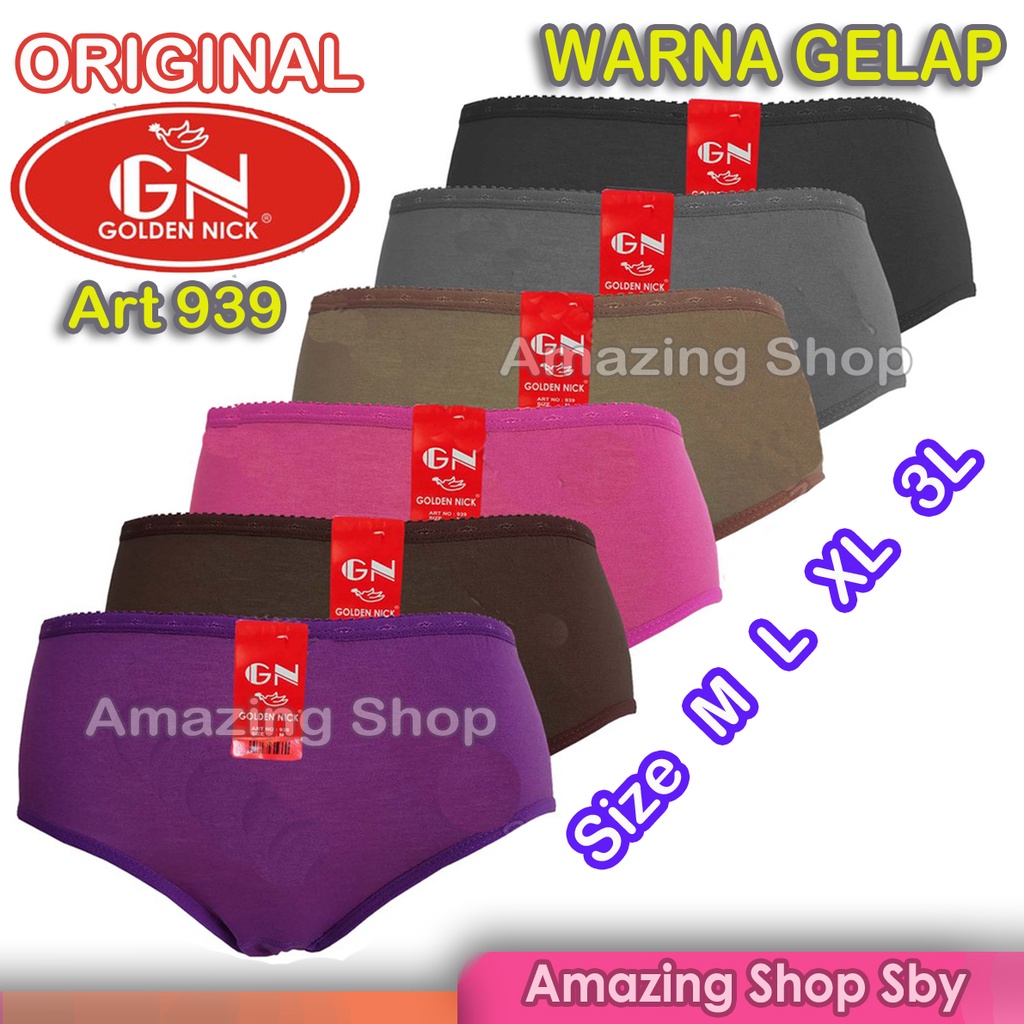1 Lusin CD Celana Dalam Wanita Merk Golden Nick Lusinan Size M L XL XXL Murah Amazing Shop SBY