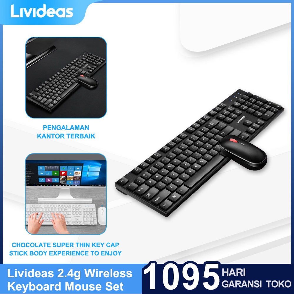 Livideas 2.4g Wireless Keyboard Mouse Set For Notebook Laptop Desktop PC