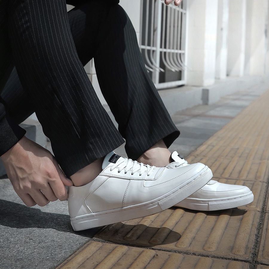 REYL FAMO FULL WHITE Sepatu Sneakers Pria Polos Kulit Original