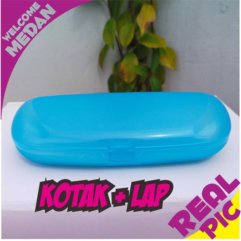 KOTAK KACAMATA  SLIM ( BONUS LAP) TRANSPARAN BAHAN BAGUS