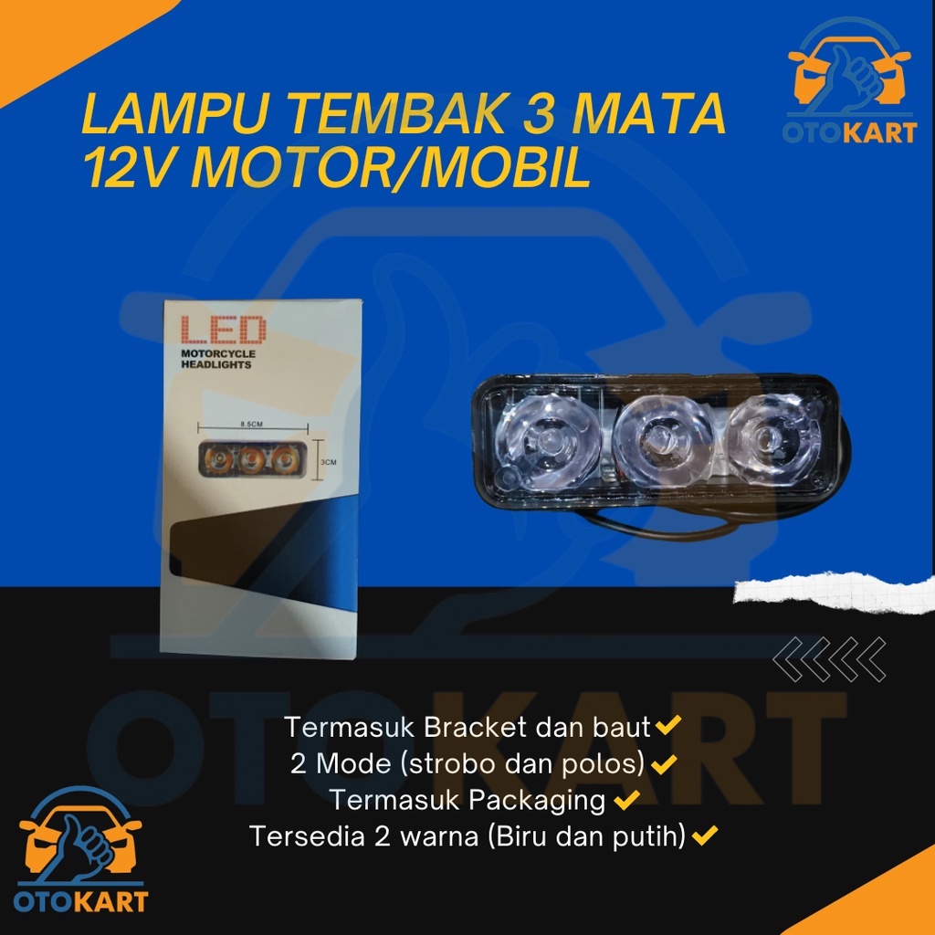 Jual Lampu Tembak Led Mode Strobo Mata V Foglamp Motor Mobil