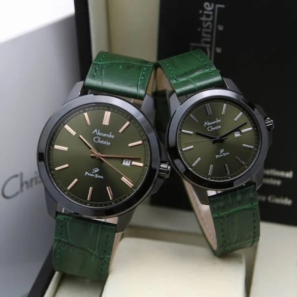 Alexandre Christie Primo AC 1017 Kulit Jam Tangan Original Couple