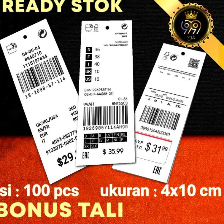 

ㅑ label baju import [100pcs] BONUS TALI hangtag hang tag handtag handstag hantag price tag lebel baju ぇ