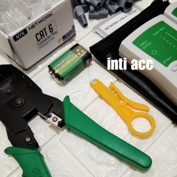 Paket Tang Crimping Tool RJ45 LAN Tester RJ45 Konektor CAT6 Plugboot