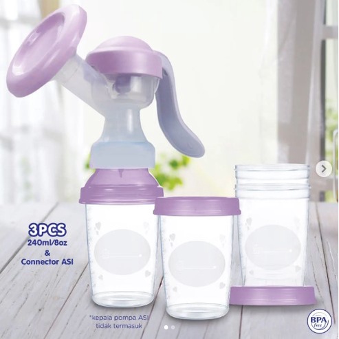 Milk Container Asi Container Tempat Makan Asi Mpasi Bayi Konektor Corong Pompa Asi Baby Safe Babysafe FC005 FC04A FC04B 120 240 ml