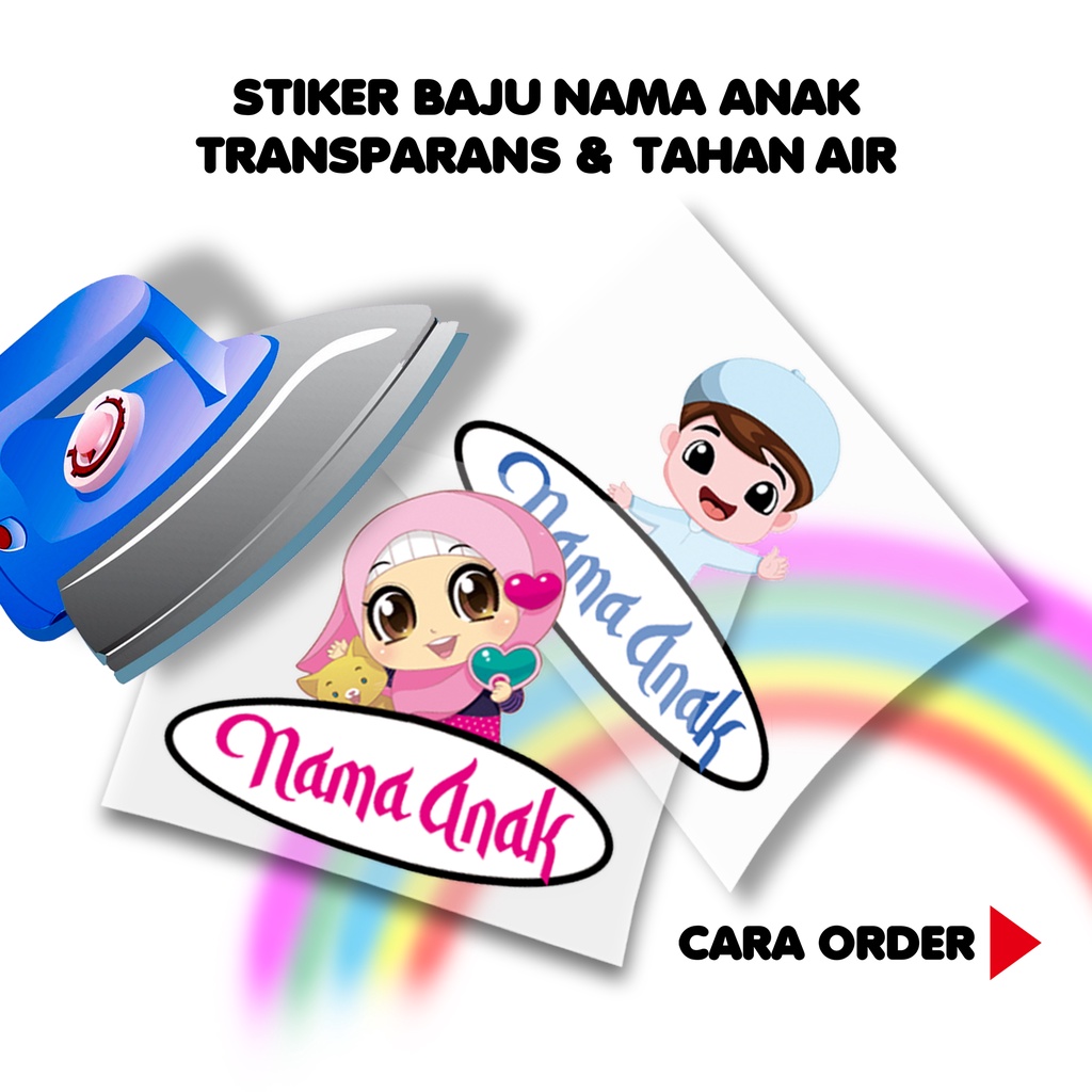60pcs Stiker Nama Baju / Stiker Setrika Nama Anak / Label Nama Anak / Label Nama Baju