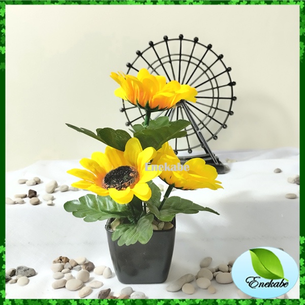 Bunga Hias Dekorasi Bunga Artifisial Bunga Matahari Sunflower Bunga Plastik Hiasan Shabby Modern Min