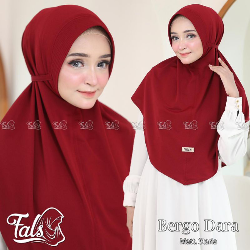 [ Ori Fals ] BERGO DARA••hijab pet tali••hijab instan jersey starla