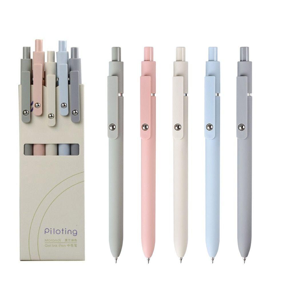 Populer 5PCS Gel Pen Alat Tulis Kantor Sekolah 0.42mm Fine Point Bolpen Tinta Bolpen