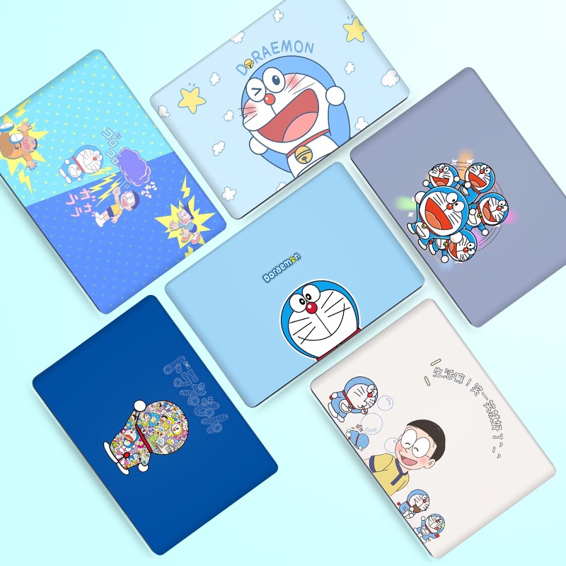 2pcs Stiker Pelindung Laptop Universal Desain Doraemon Bahan VINYL Ukuran 12 13 14 15.6 Inch LGBT