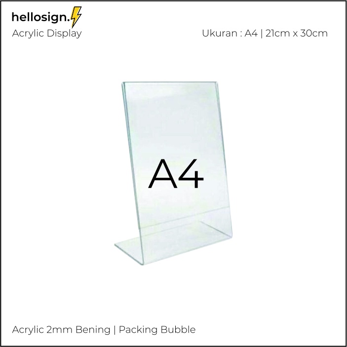 

Akrilik Display A4 | Tempat Brosur A4 | Acrylic Tent Card Holder Type L