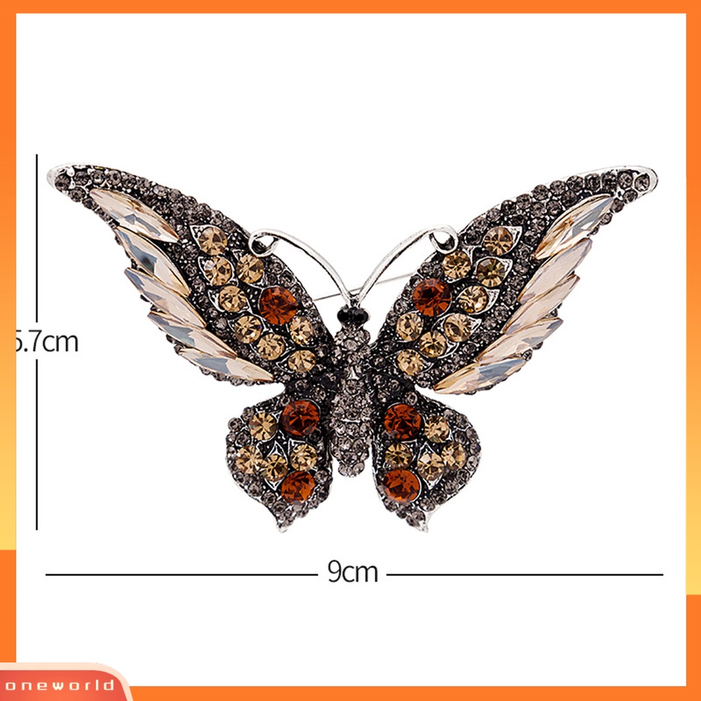 [OWLD] Kupu-kupu Bentuk Hidup Kerah Pin Alloy Berlian Imitasi Mengkilap Lencana Bros Pin Syal Klip