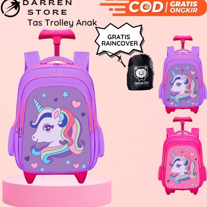 Trolley Tas Anak SD 3012 Tas Koper Anak Perempuan Sekolah SD Unicorn