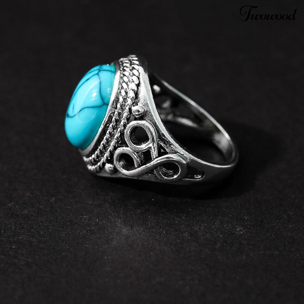 Cincin Turquoise Imitasi Gaya Vintage Untuk Wanita