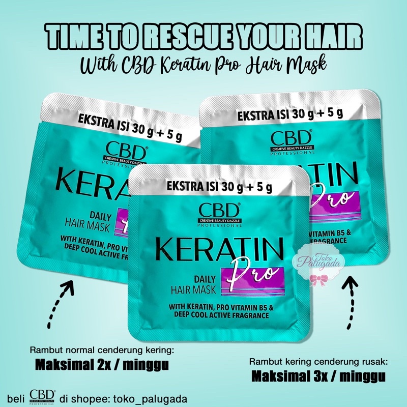 [BISA COD] CBD Keratin Pro Daily Hair Mask Sachet 30gr + 5gr