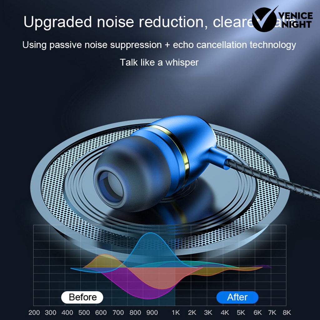 (VNEP) (Berkabel) Earbud Kontrol Kabel Ergonomis In-ear 1.2m Metal Portable 3.5mm Earphones for Gaming