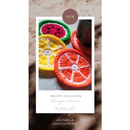 Coaster Buah Rajut/Tatakan Gelas Rajut/Alas gelas/Alas Cangkir