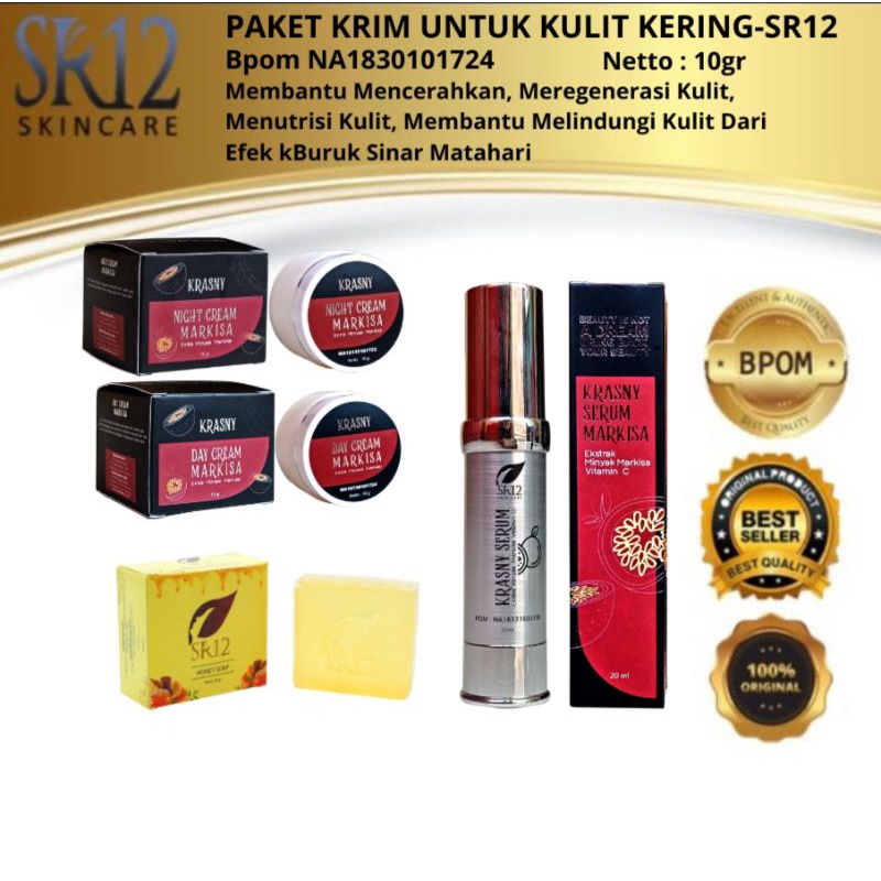(COD) Paket Krim Untuk Rekomen Kulit Kering /Krasny Cream SR12 / Krim Flek Hitam / Krim Kusam / Krim