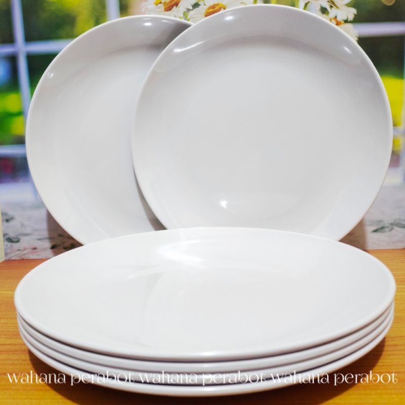 piring bulan melamin singasingi/piring melamin putih polos/piring bulan melamin singasingi isi 6 pcs