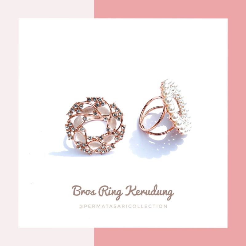 Bros Ring Cincin Import Korea Mewah Besar Aksesoris Jilbab Hijab Kerudung Scarf Buckle Alloy Wanita Muslim Muslimah Rosegold Small Brooch Bross Motif Bunga Pita Mutiara Kaca Cat Eye 1