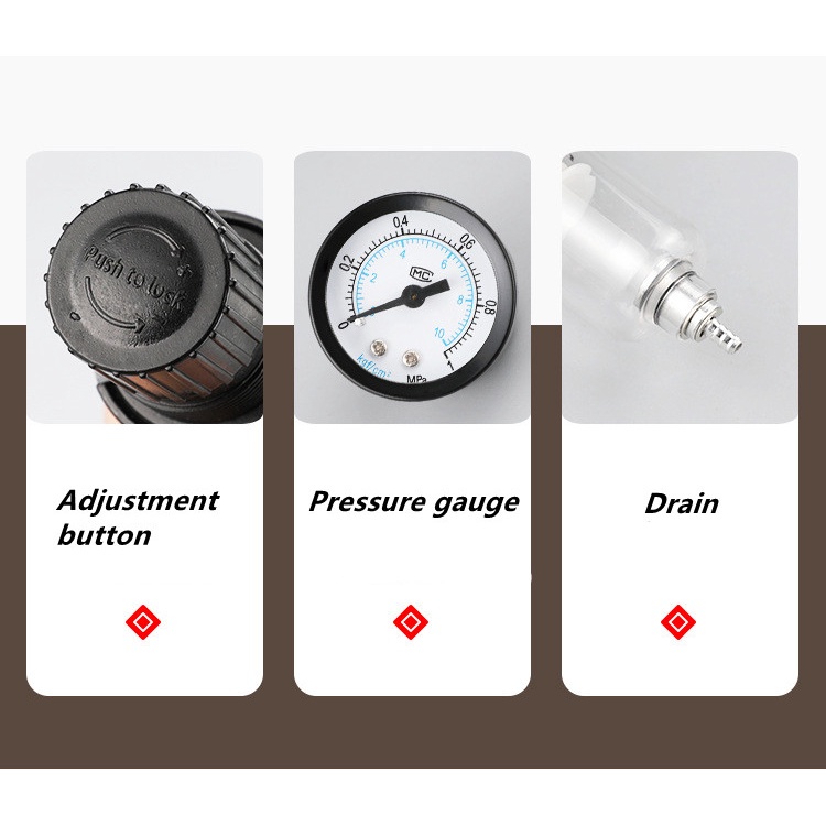 Regulator Filter Saringan Setelan Angin Spray Gun Perangkap Air Water Trap Kompresor Spraygun