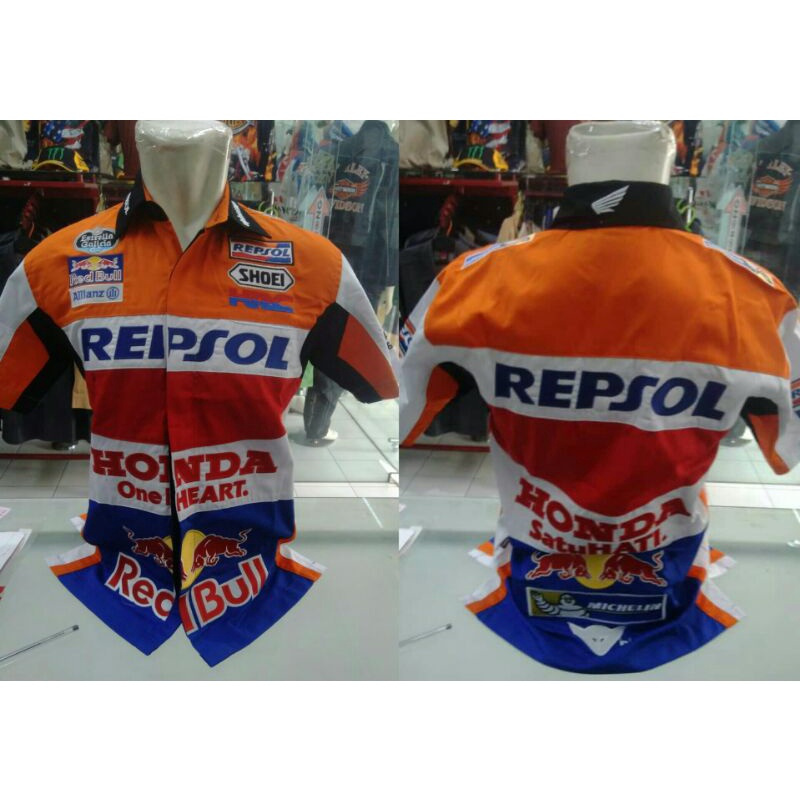 Jual Kemeja Repsol Honda Motogp Racing Team Hrc Honda One Heart Shoei Red Bull