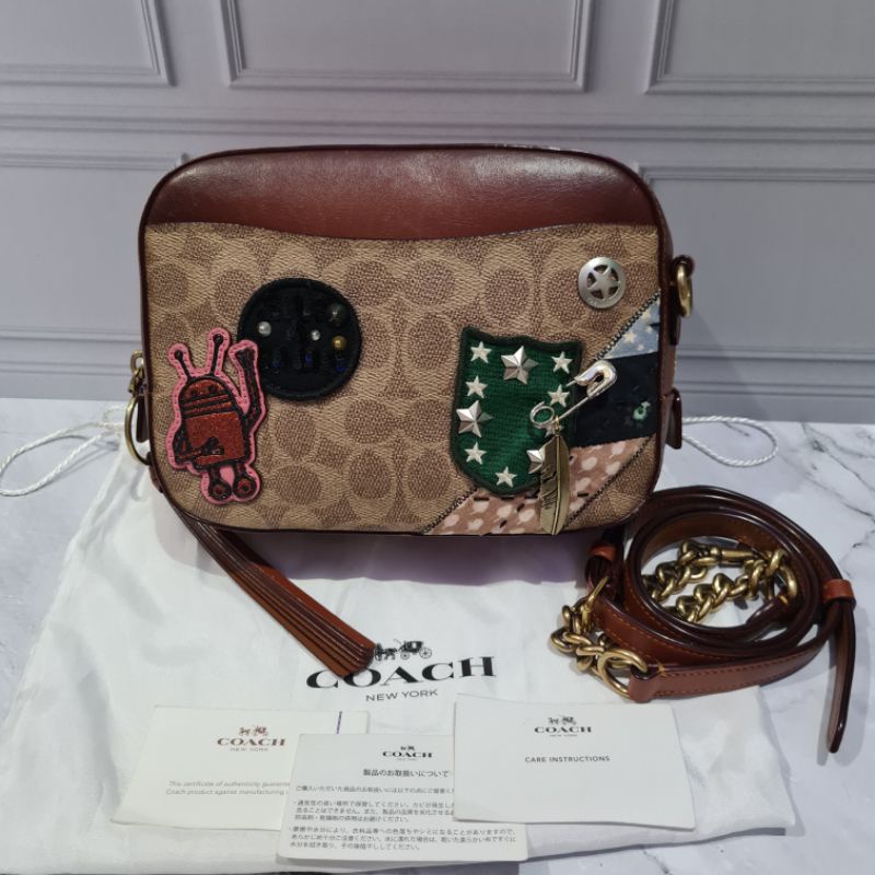 Coach Camera bag Signature Tan Rust crossbody