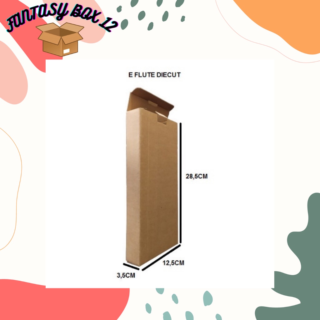 

Kardus/Dus/Box Syal/Baju E Flute Baru Polos Diecut uk.12,5x3,5x28,5cm BARU (MINIMAL ORDER 5 PCS)