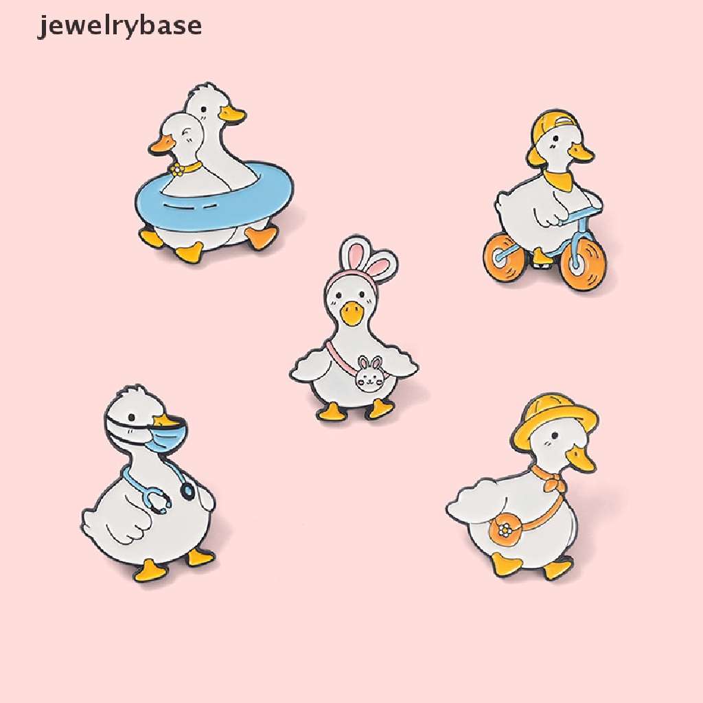 Bros Pin Enamel Desain Hewan Bebek Angsa Berenang Untuk Kerah Tas Belanja