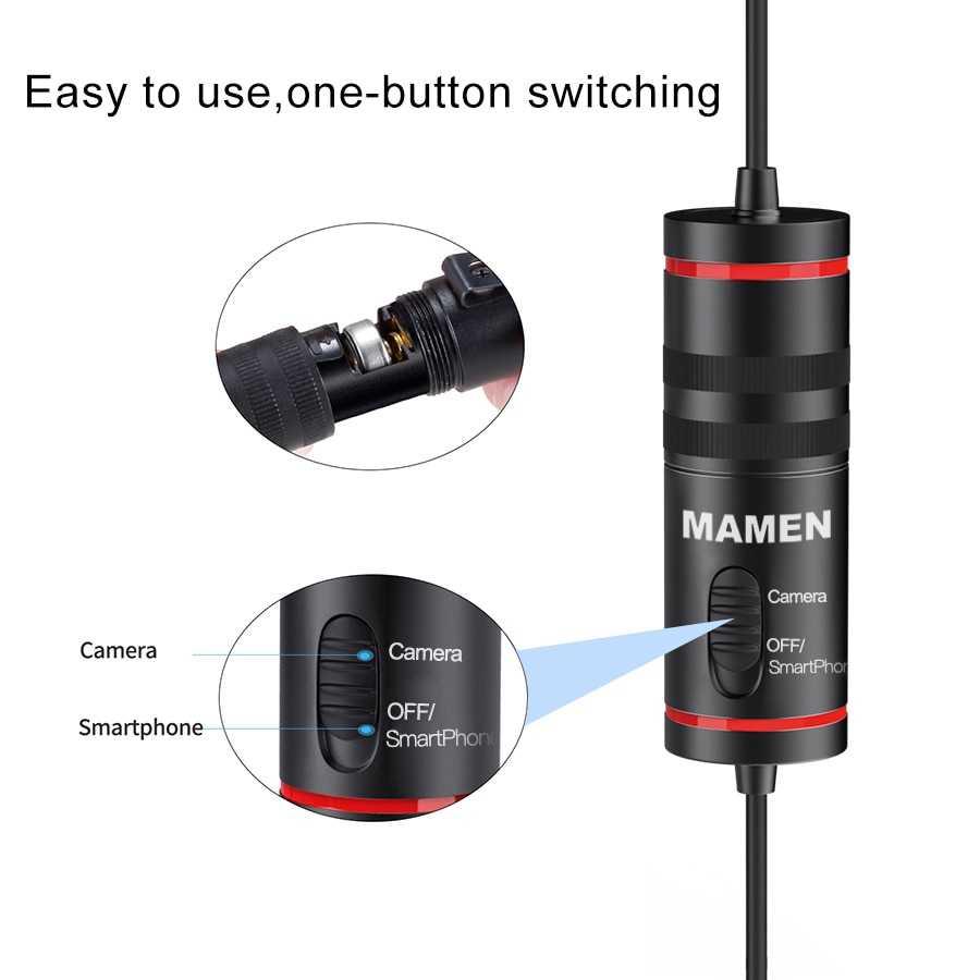 MAMEN Professional Lavalier Microphone Clip Portable 3.5mm - KM-D1 JEK 3.5mm port seperti DSLR, smartphone, pc, laptop, TABLET dll COCOK UNTUK KAROKE SEMULE DAN LIVE STREAMING