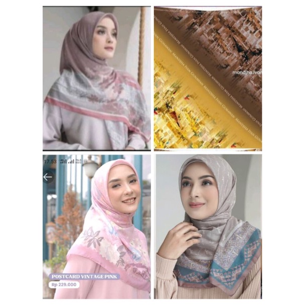 Mandjha 4 Pcs Ivan Gunawan Fashion Scarf Motif Original Free Box Post Card Pink,Pink Paradise,Milan 