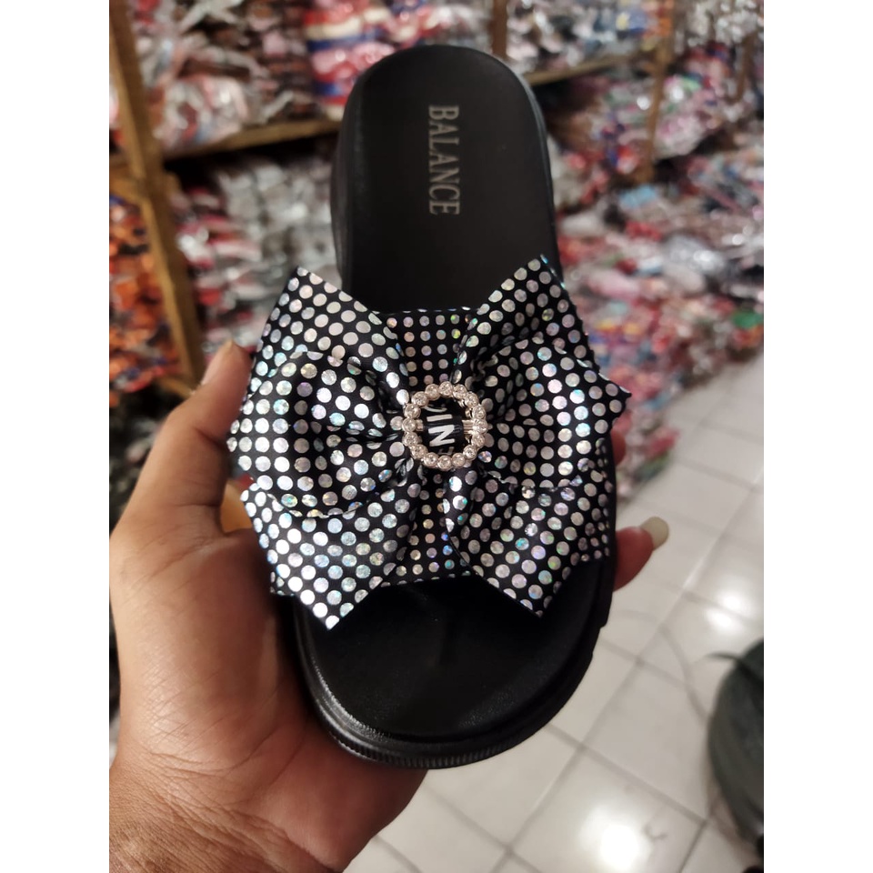 sandal wanita selop pita polkadot 3802-B2 // sandal import wanita terbaru