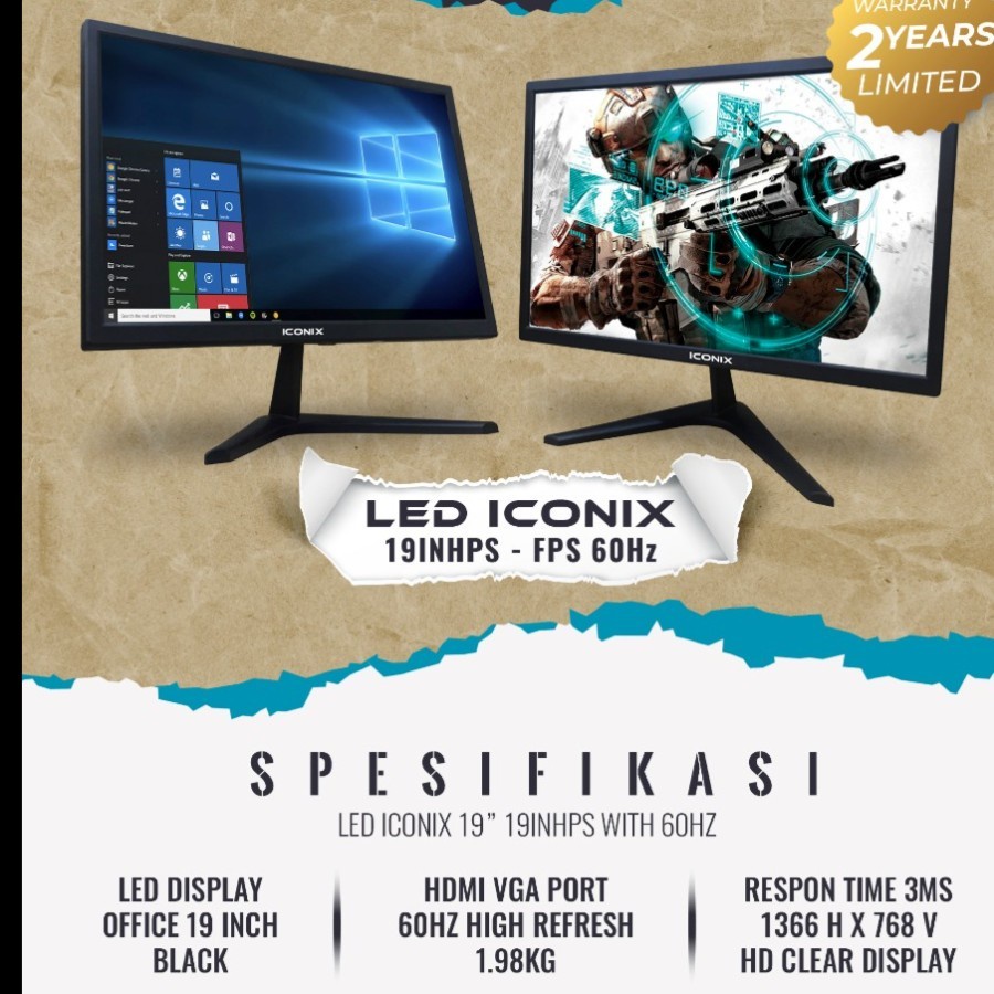 Monitor Iconix LED 19 inch - Monitor LED garansi 2tahun