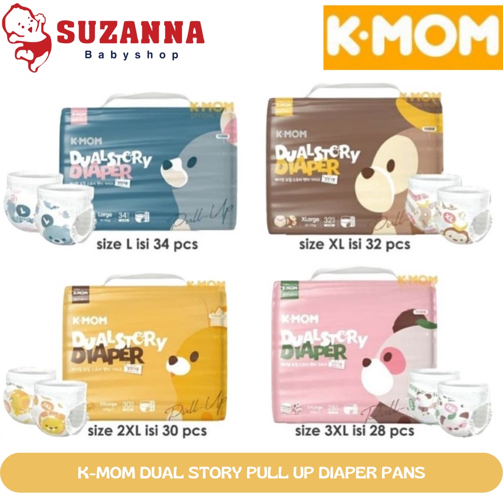 K-MOM Dual Story Pull Up Popok Celana (Pant) - L 34 / XL 32 / XXL 30 / XXXL 28