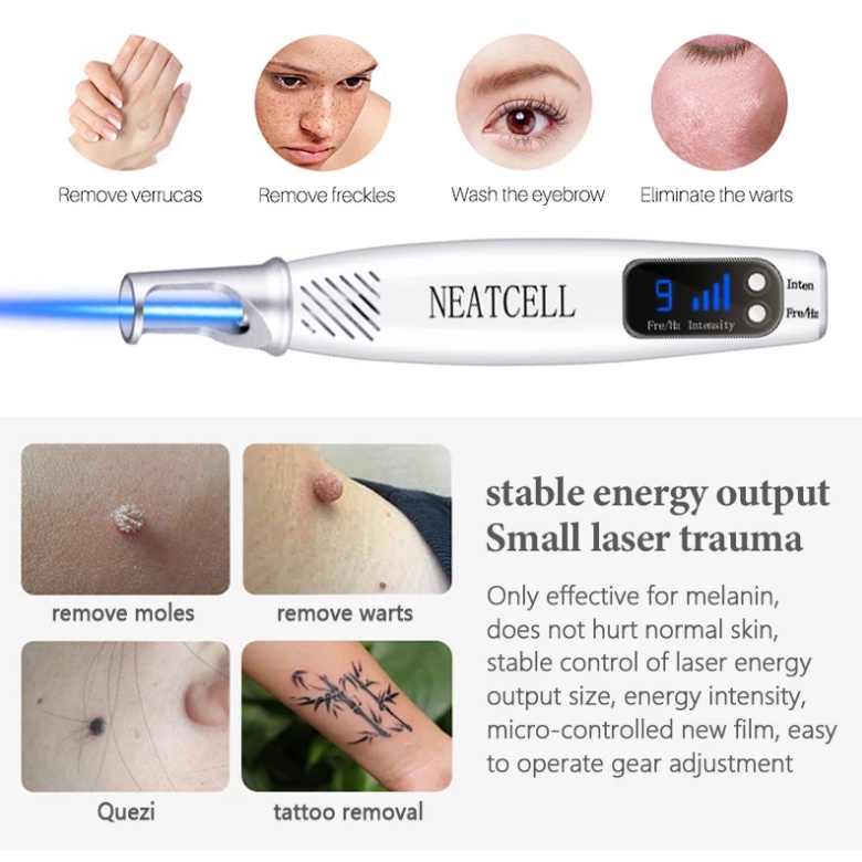 Neatcell Picosecond laser biru pen penghilang flek hitam tatto tai lalat blue / red laser pen Laser Wajah  Penghilang Tato Penghilang Kutil Penghilang Tai Lalat