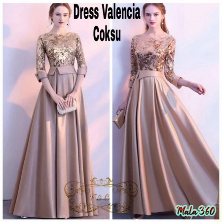 Dress brokat pesta longdress Lace wanita Elegan baju gaun malam perempuan gereja natal acara formal