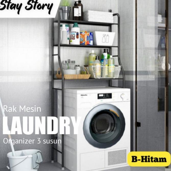Rak Mesin Cuci Dan Toilet Organizer Kamar Mandi Laundry 3 Susun
