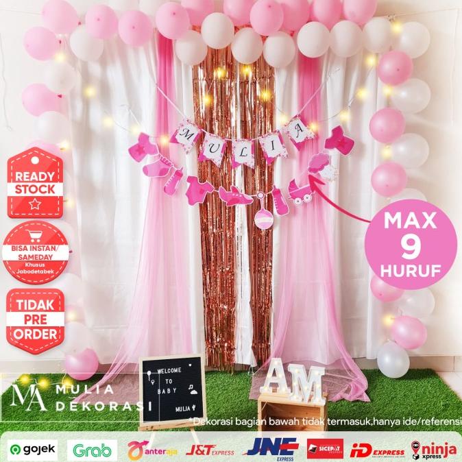 Dekorasi Backdrop Baby Girl Baby Boy Bayi Lahiran Aqiqah Paket Hh