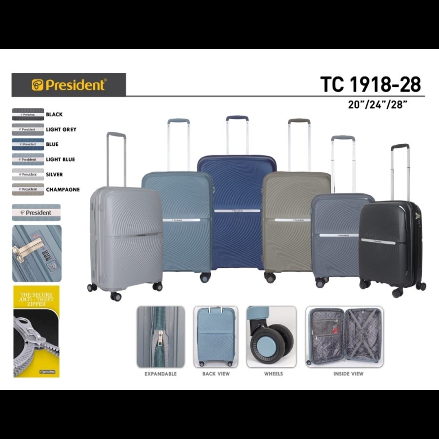 Koper President 1918 Original Size 20 24 28 Inch Cabin Bagasi