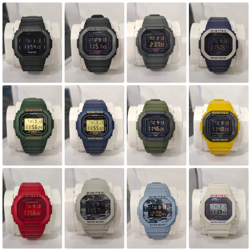 Jam Tangan Digital Digitec MDG6024 MDG6024T MDG-6024T Tali Rubber Free Baterai Cadangan