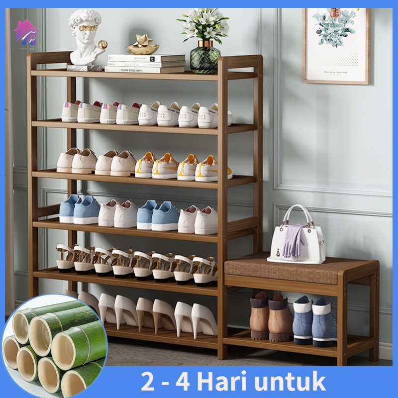 Multifunksional Rack Sepatu Stool Perubahan Sepatu Pengurus penyimpanan sepatu kayu
